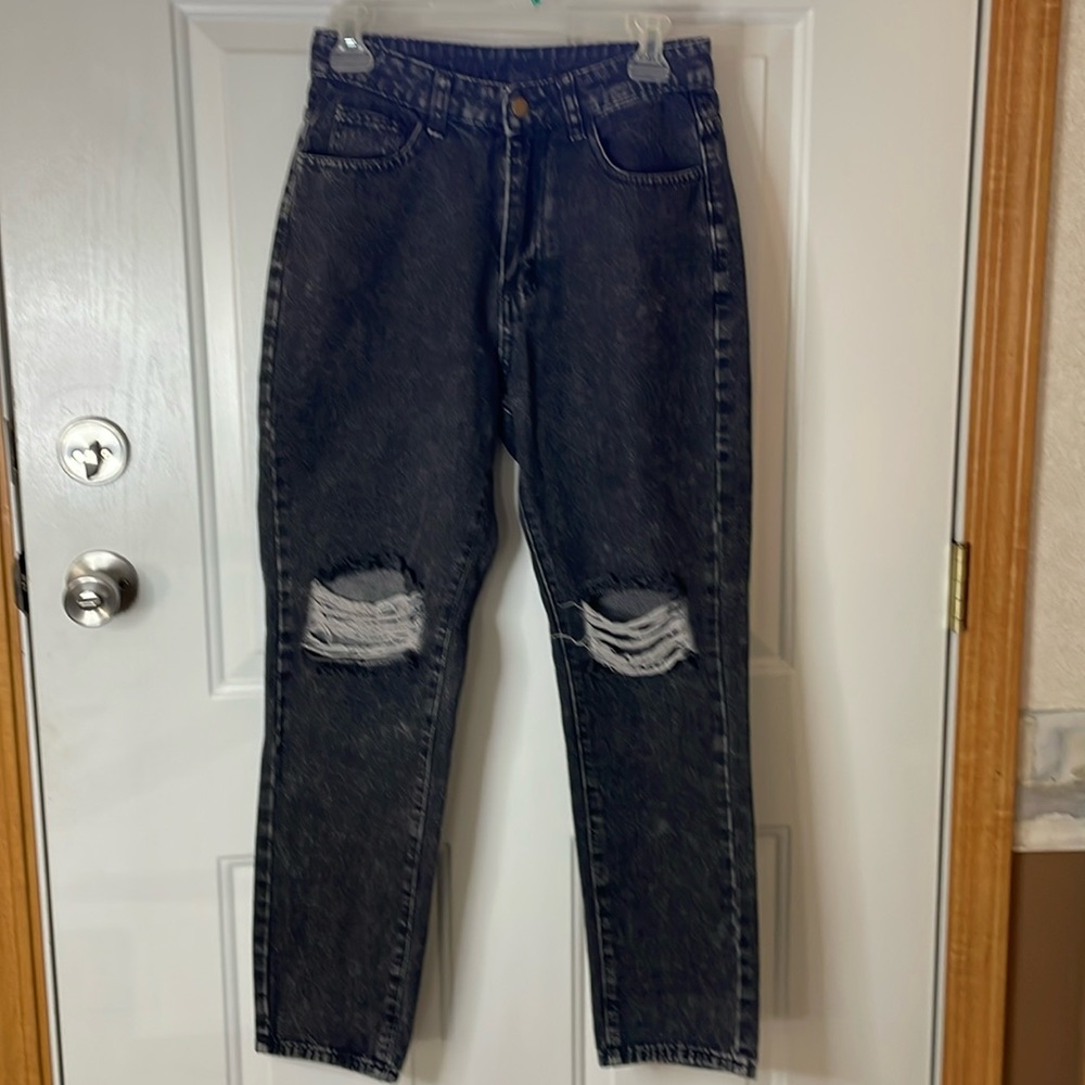 SHEIN black cotton/polyester high waist straight leg jeans, Size M/6